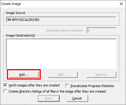 FTK Imager ディスク保全手順5